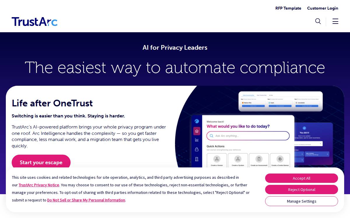 TrustArc website preview