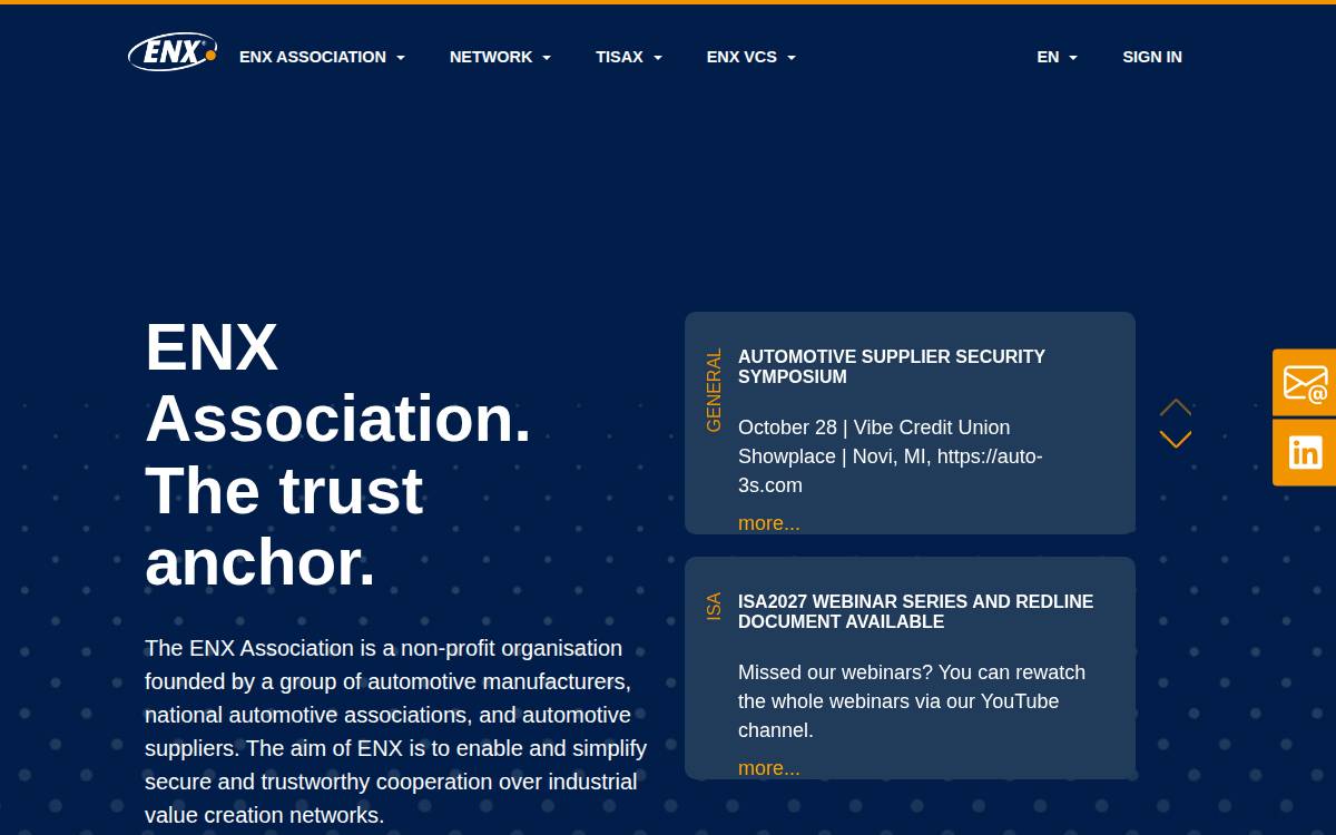 Trusted Information Security Assessment Exchange (TISAX) website preview