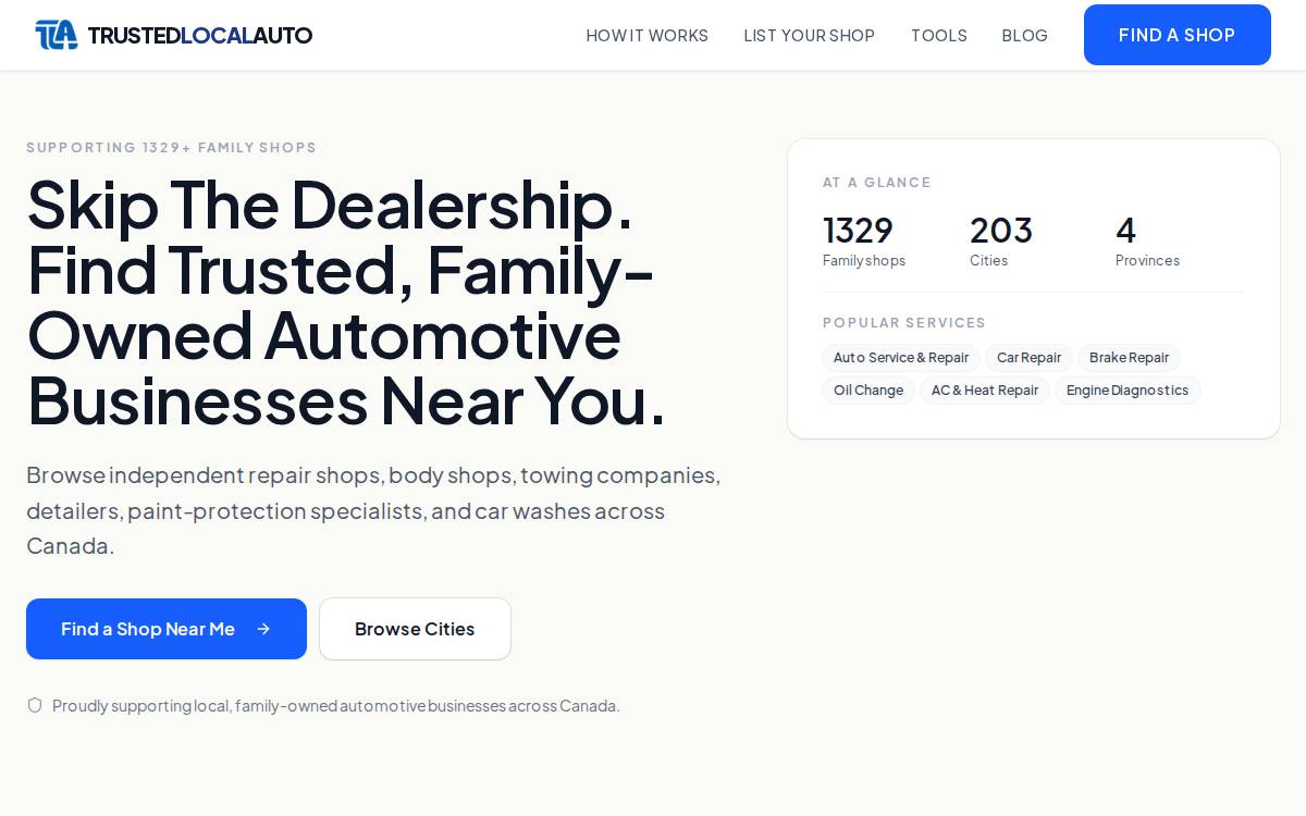TrustedLocalAuto Website website preview