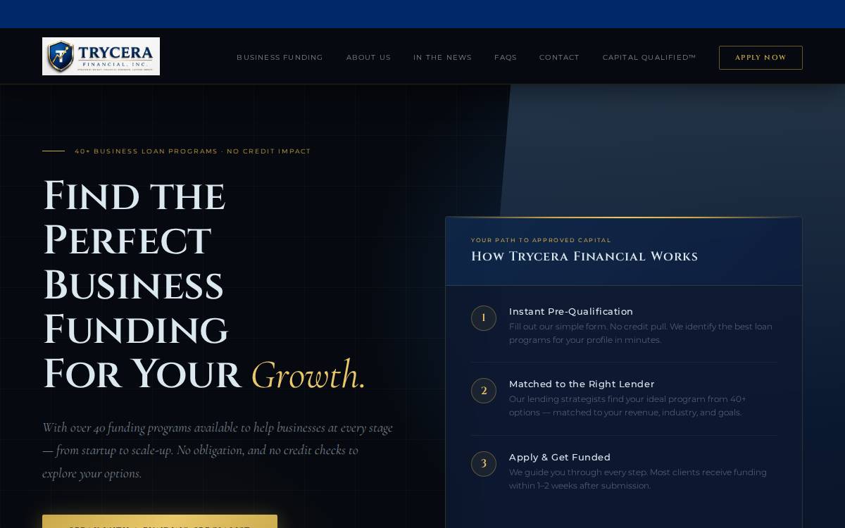 Trycera Financial website preview