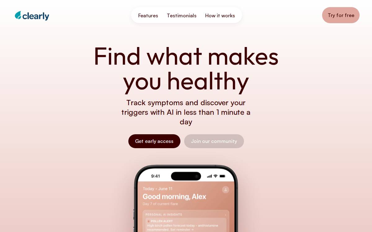 Tryclearly website preview
