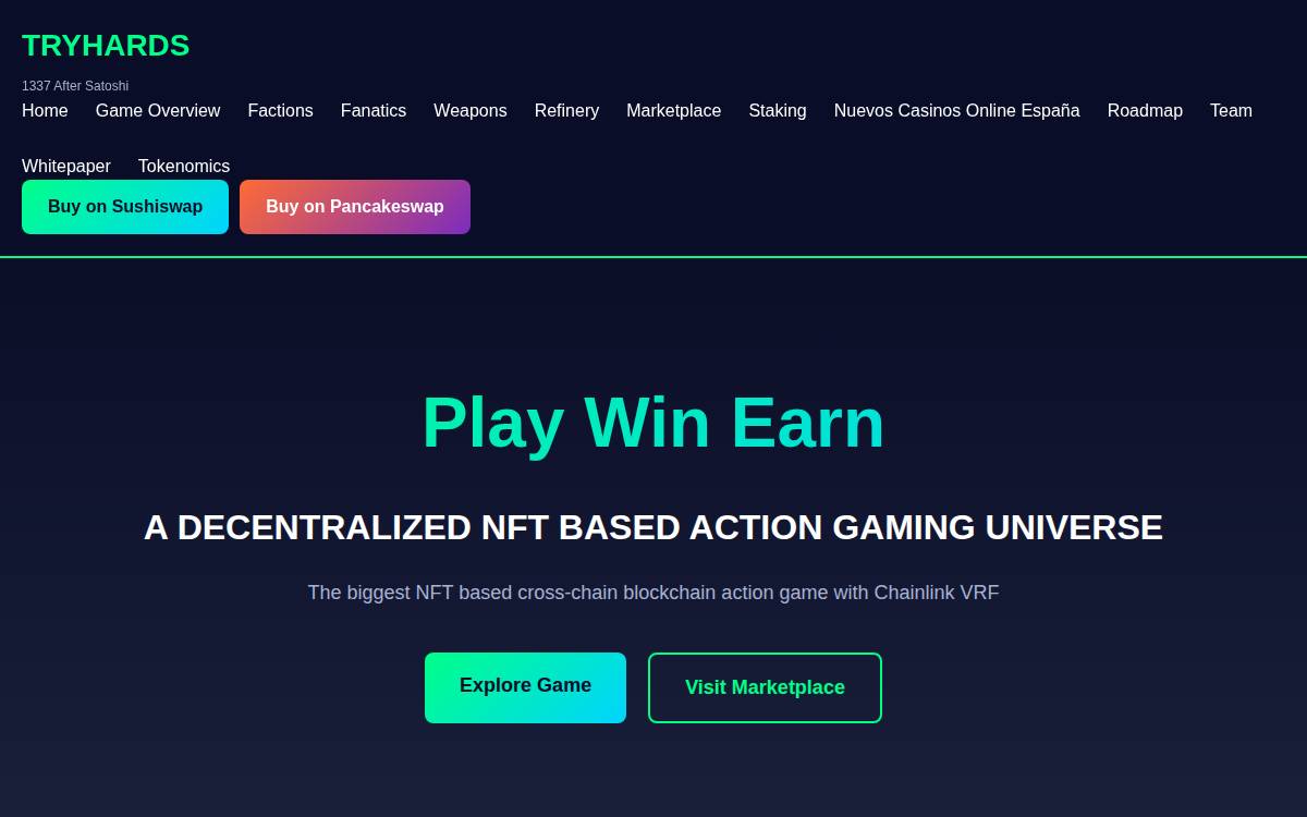 Tryhards website preview