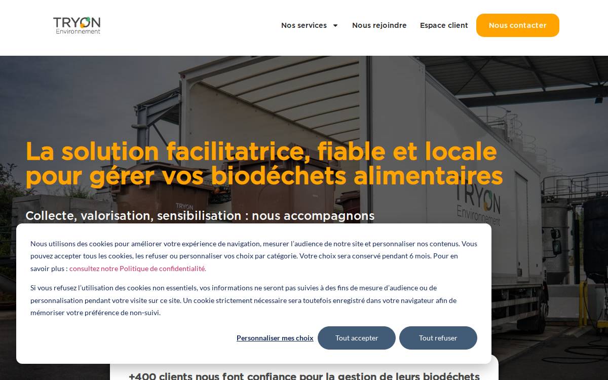 Tryon Environnement website preview