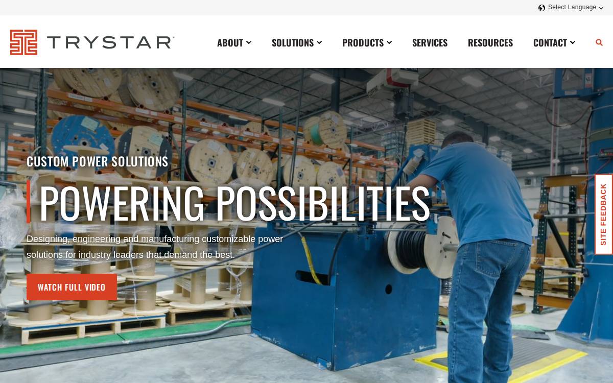Trystar website preview