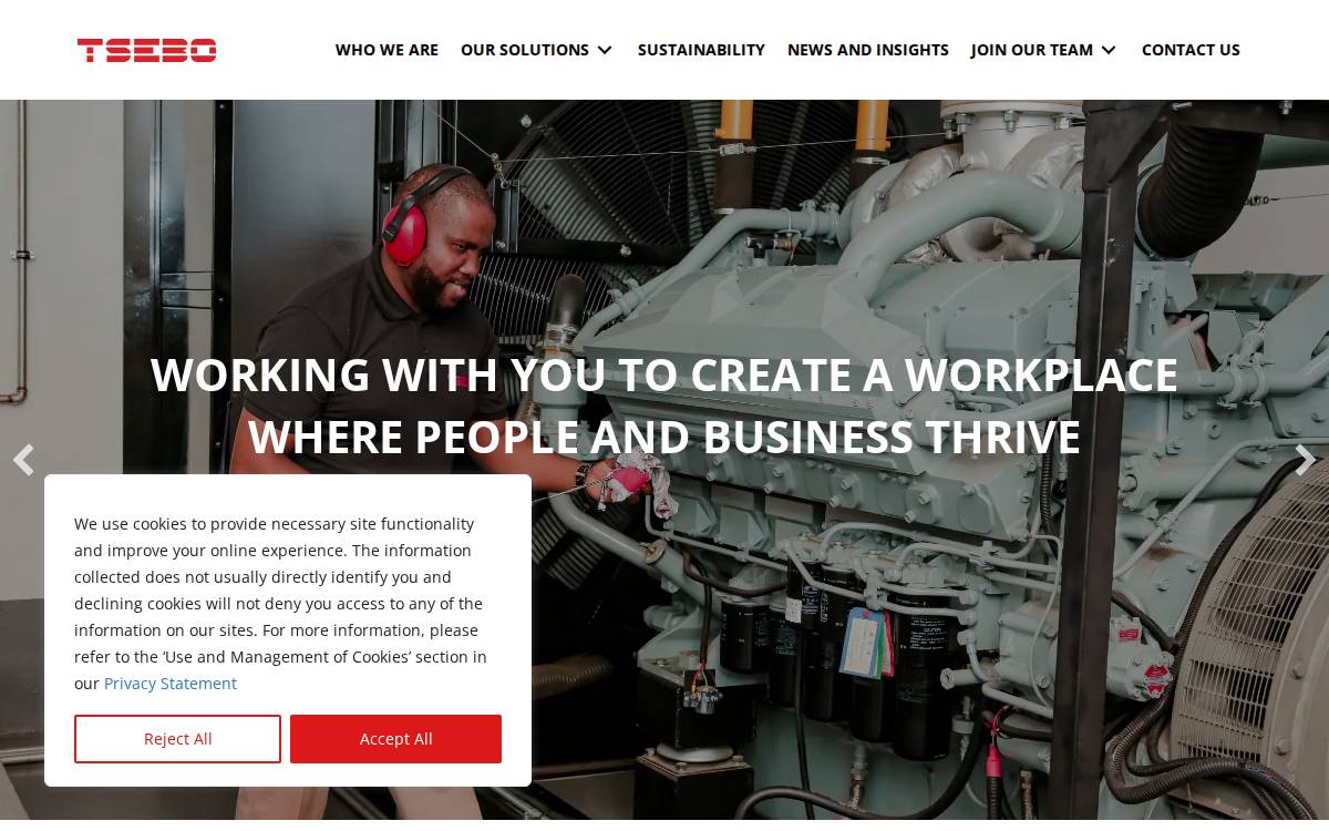 Tsebo website preview