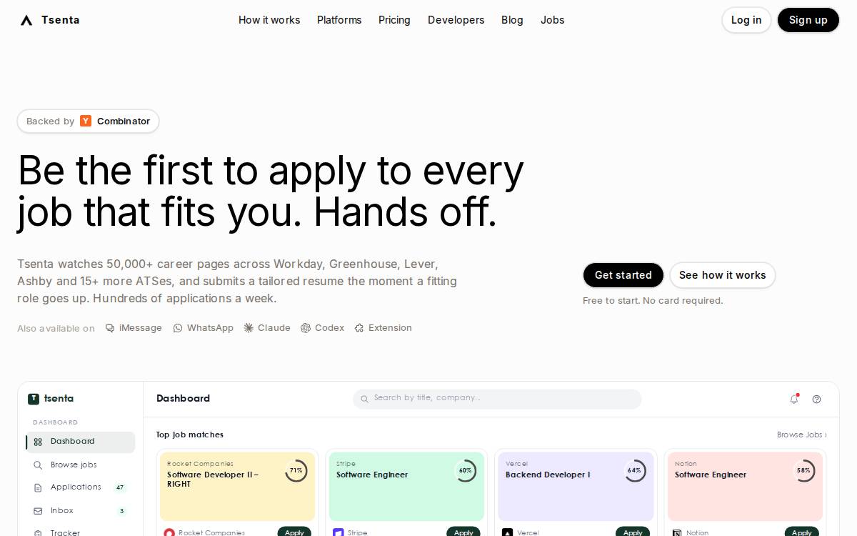 Tsenta website preview