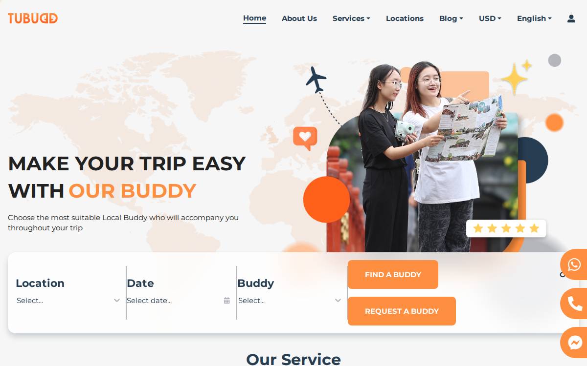 Tubudd (VN) 여행객 대상 현지인 매칭 website preview