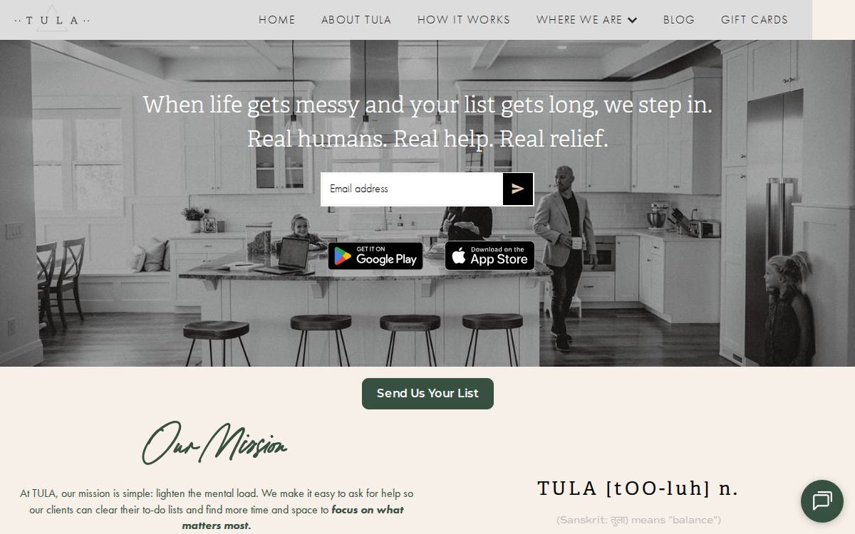 TULA Life website preview