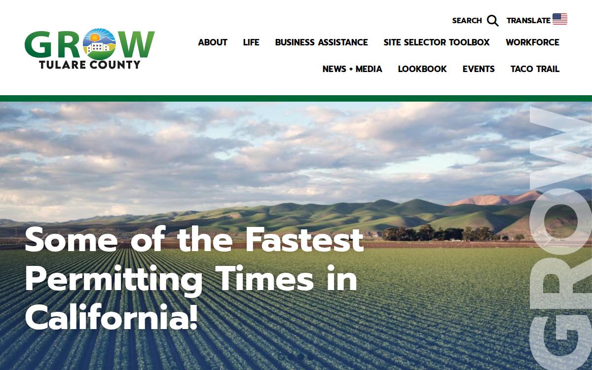 Tulare County Economic Development Office website preview