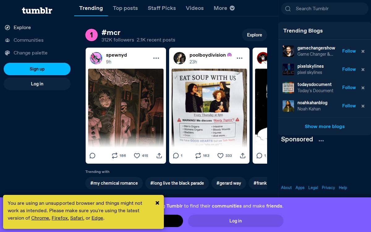 Tumblr website preview
