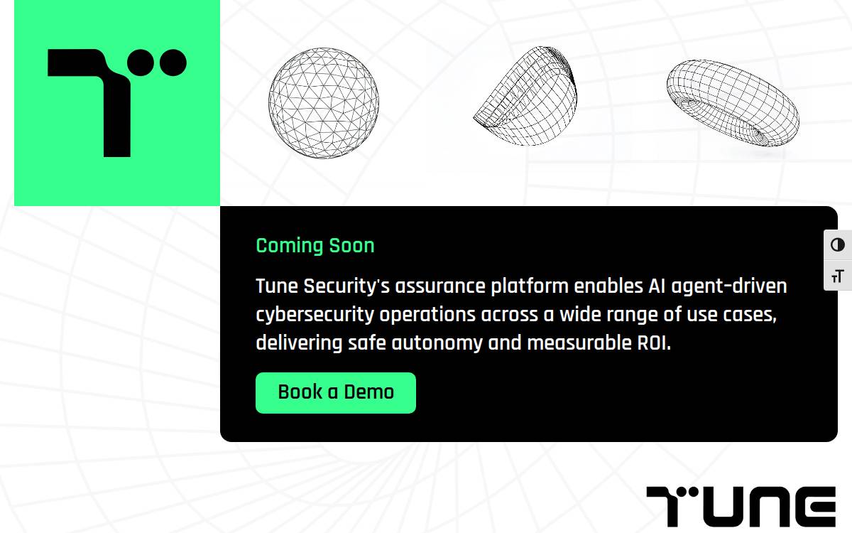 Tune Security website preview