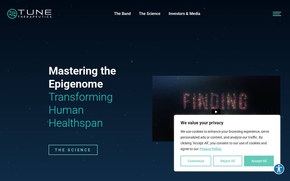 Tune Therapeutics website preview