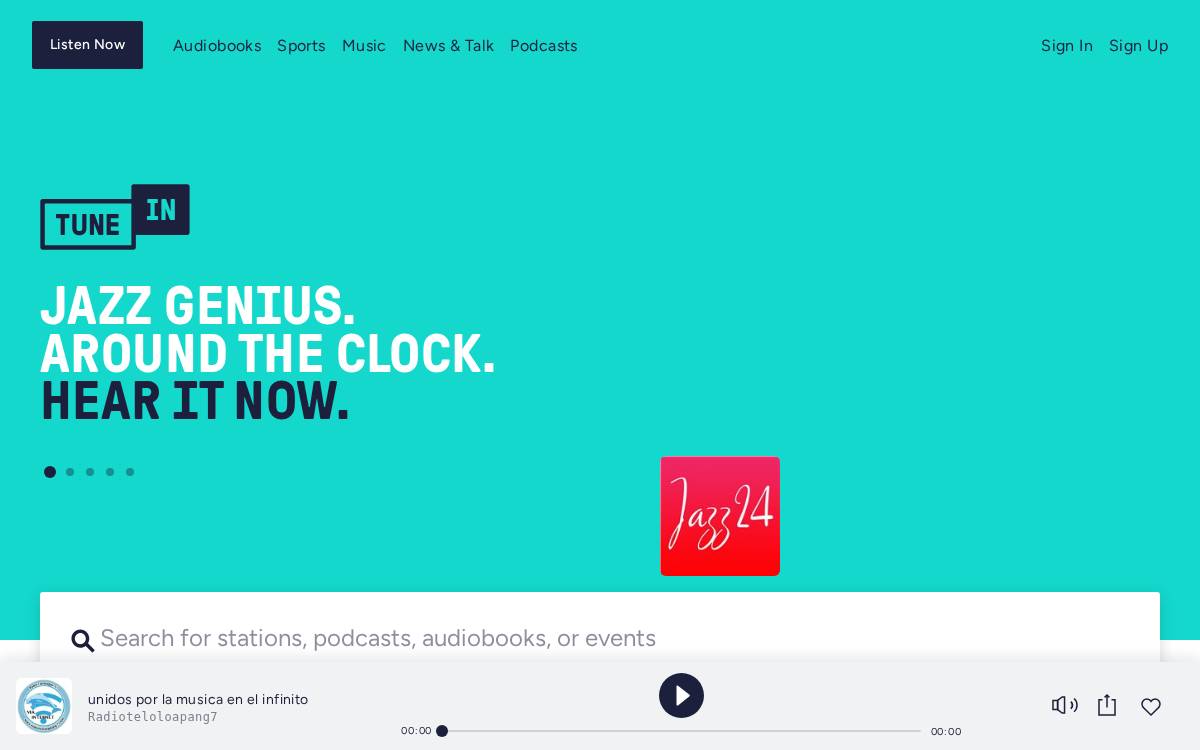 Tunein website preview