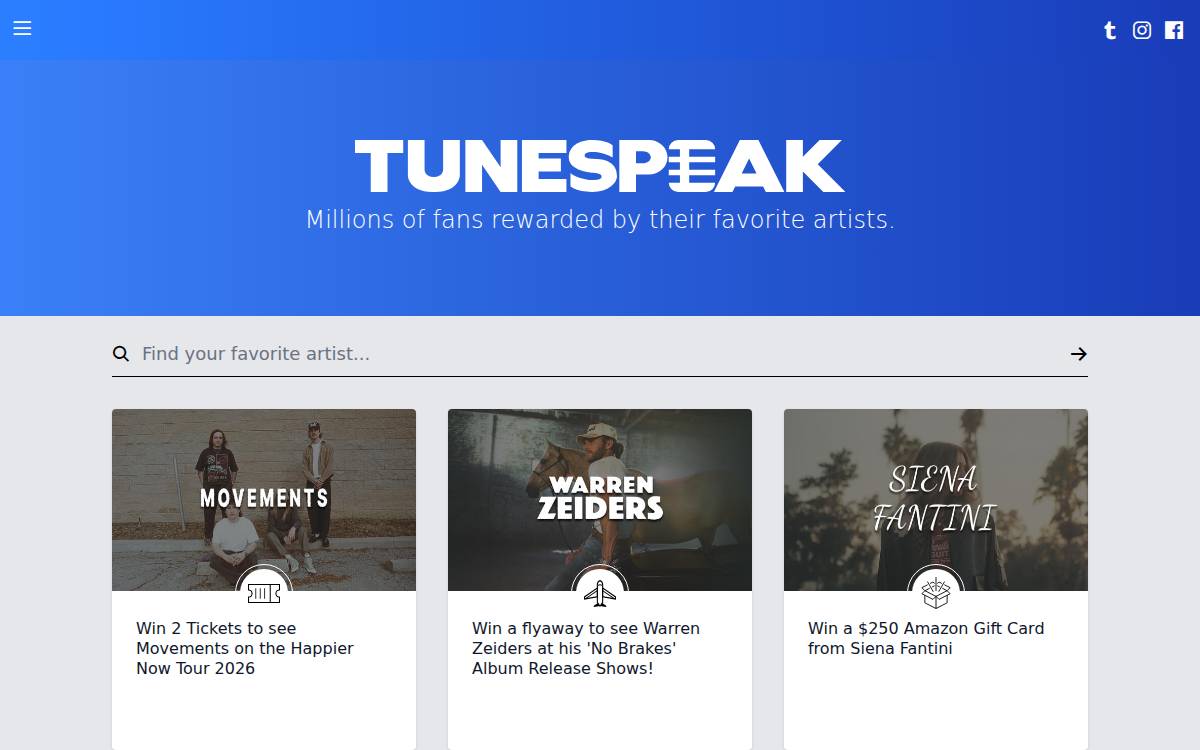 Tunespeak website preview