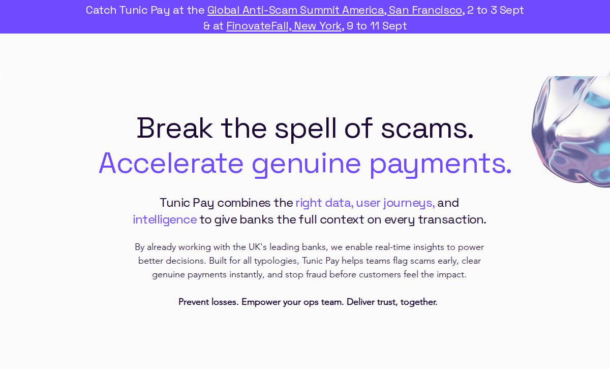 Tunic Pay website preview