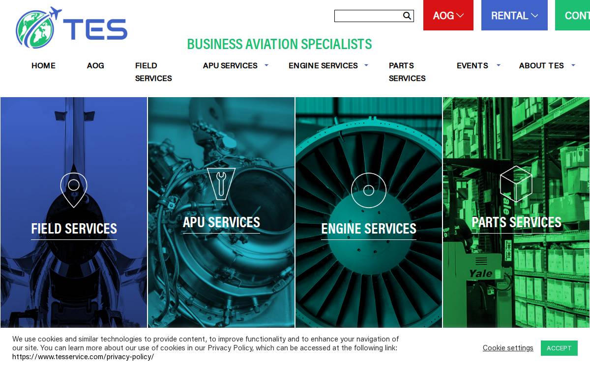 Turbine Engine Specialists (TES) website preview
