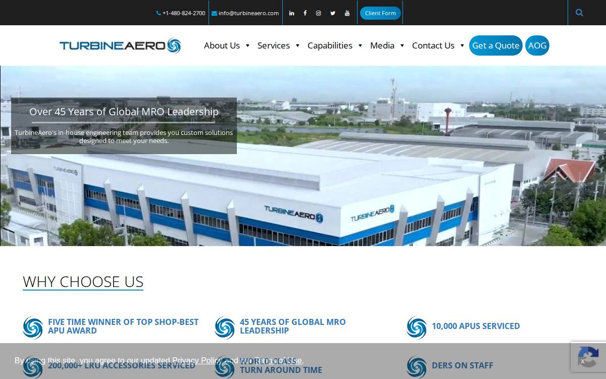 TurbineAero website preview