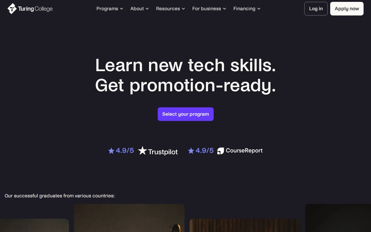 Turing College website preview