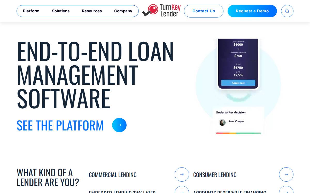 Turnkey Lender website preview