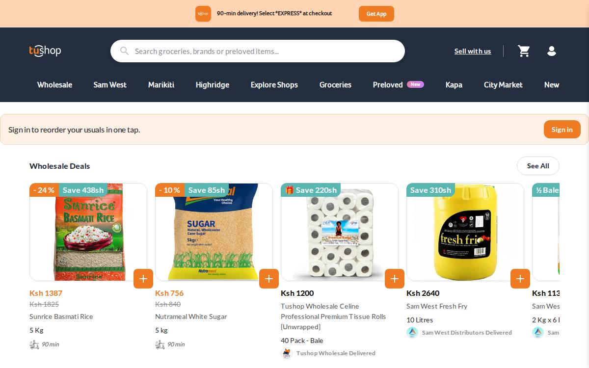 Tushop website preview