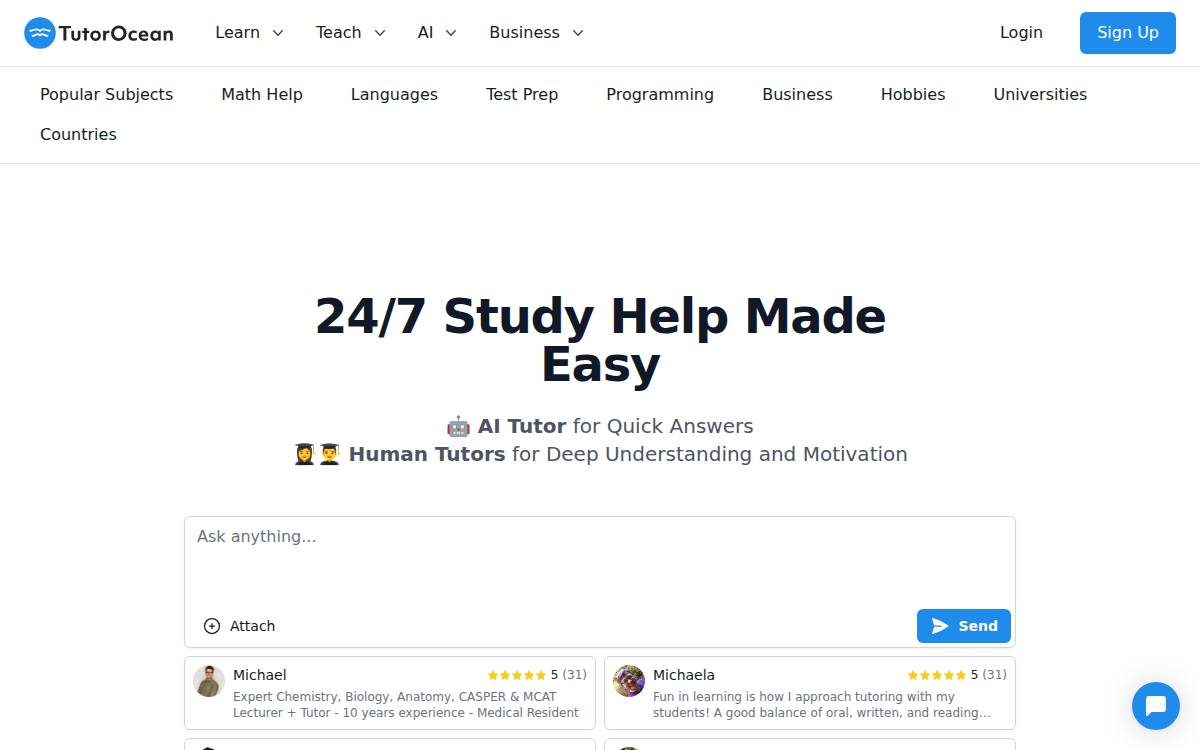 Tutorocean website preview