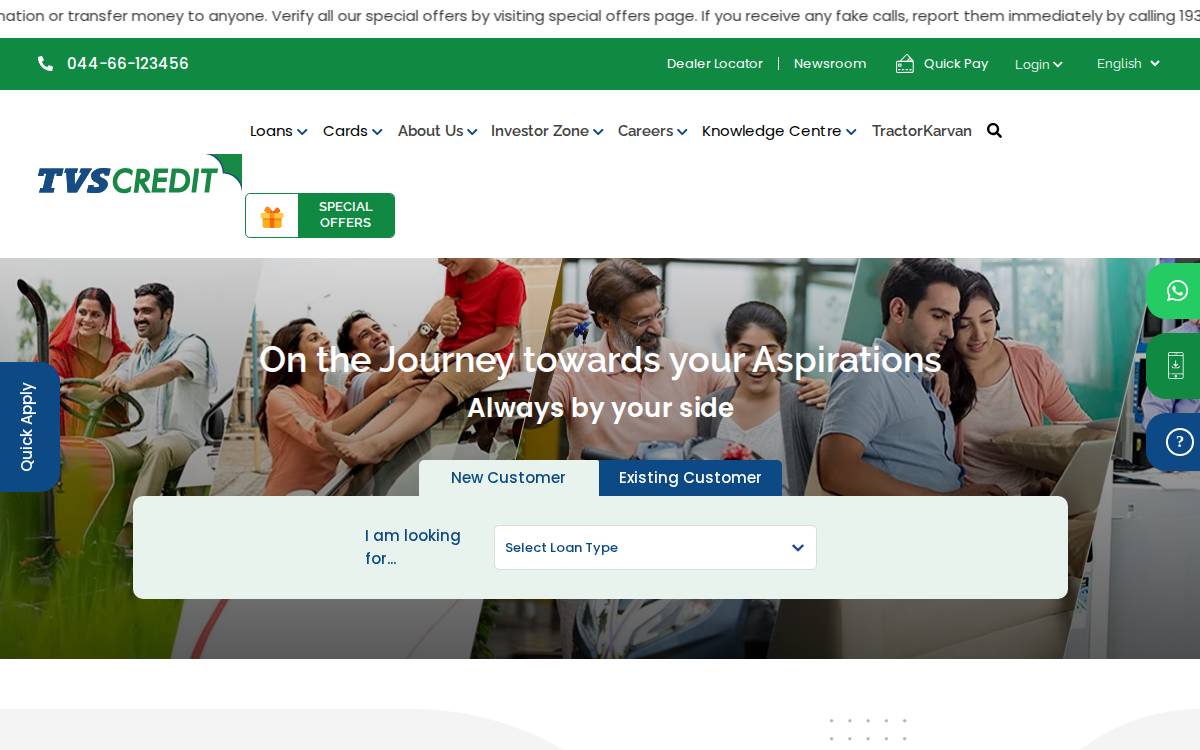 TVS Credit website preview