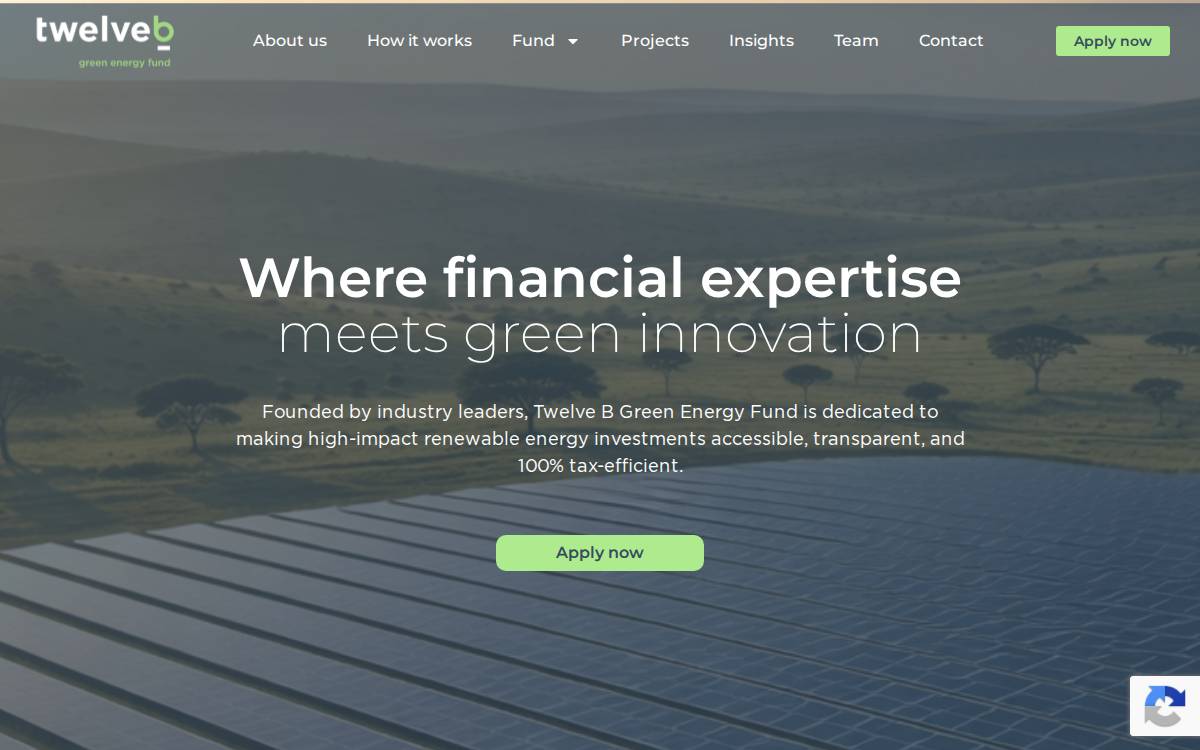 Twelve B Green Energy Fund website preview