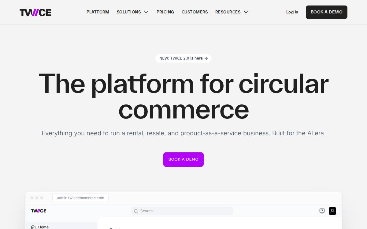 Twice Commerce website preview