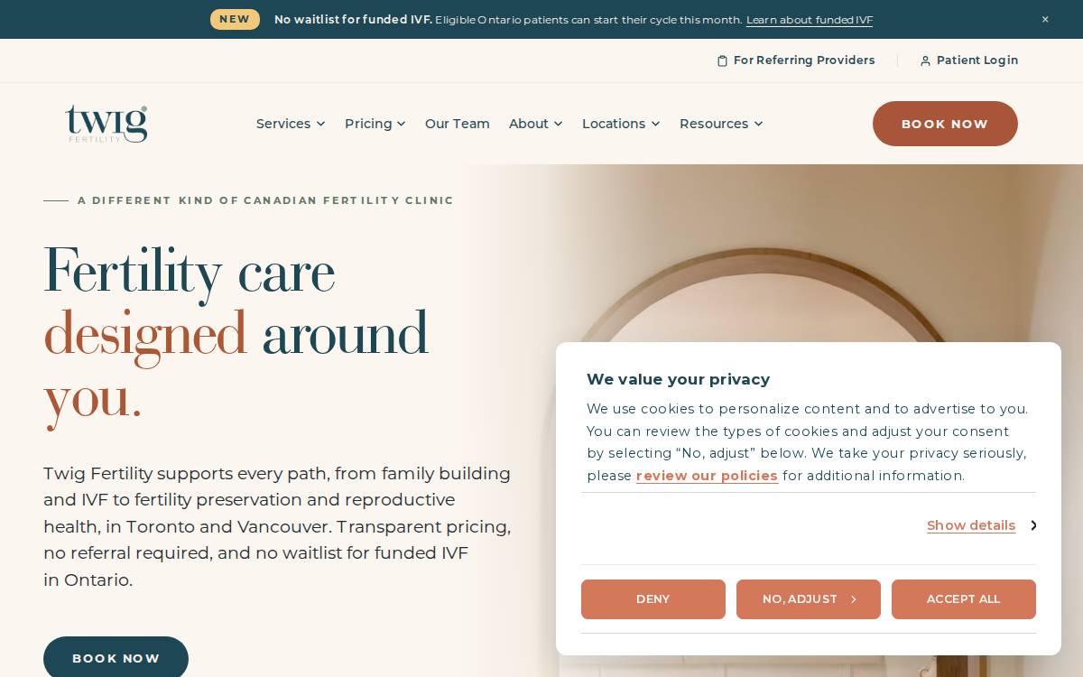 Twig Fertility website preview