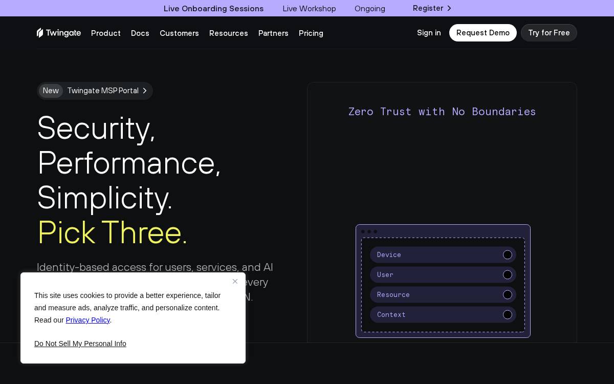 Twingate website preview
