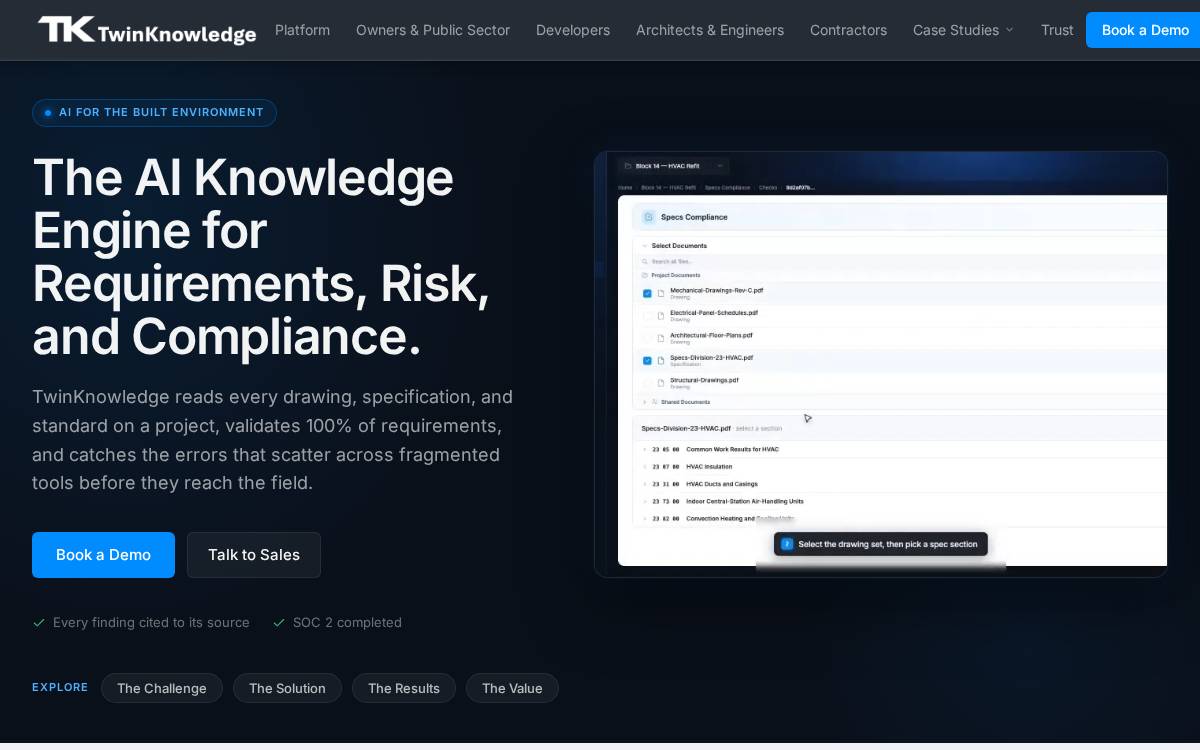 TwinKnowledge website preview