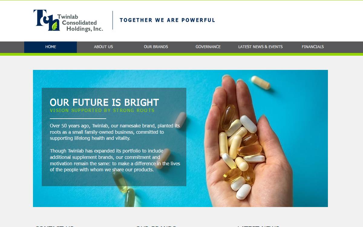 Twinlab Consolidated Holdings website preview