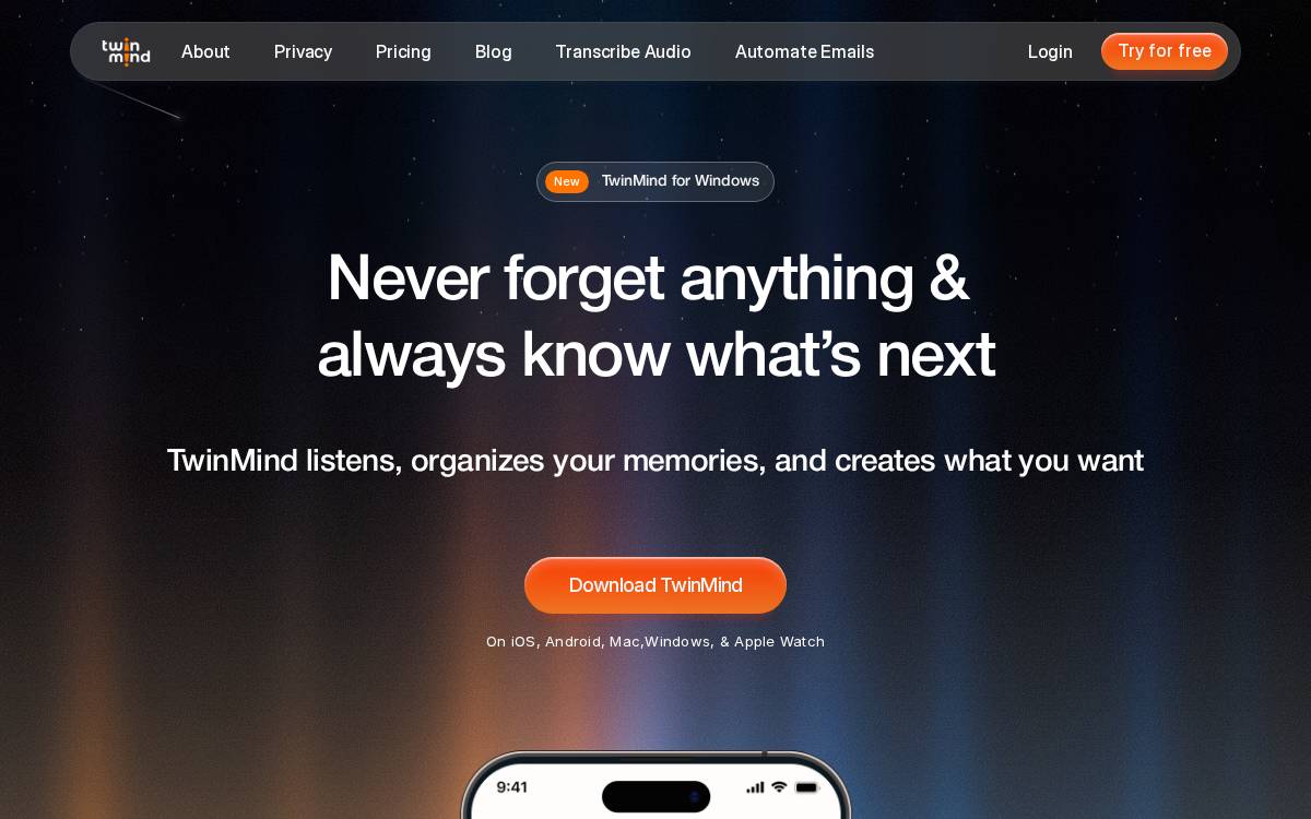 TwinMind website preview
