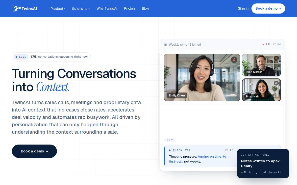 Twinsai website preview