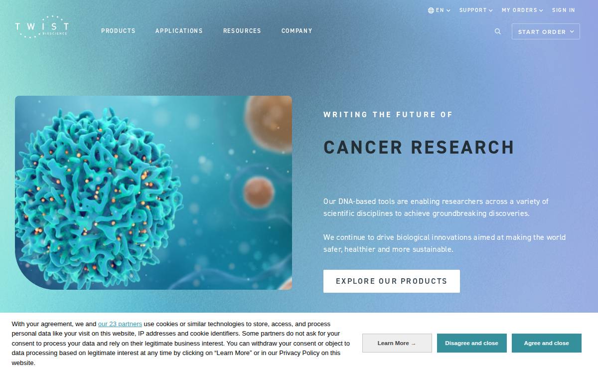 Twist Bioscience website preview