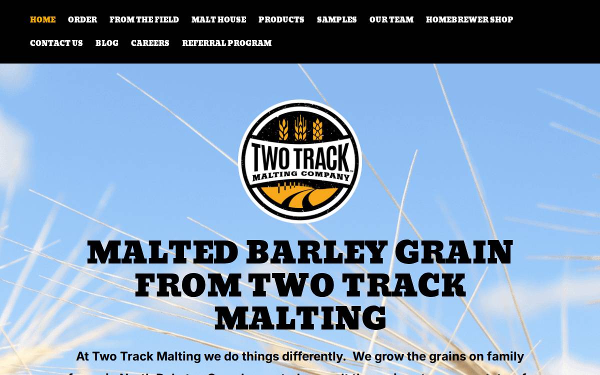 TWO Track Malting website preview