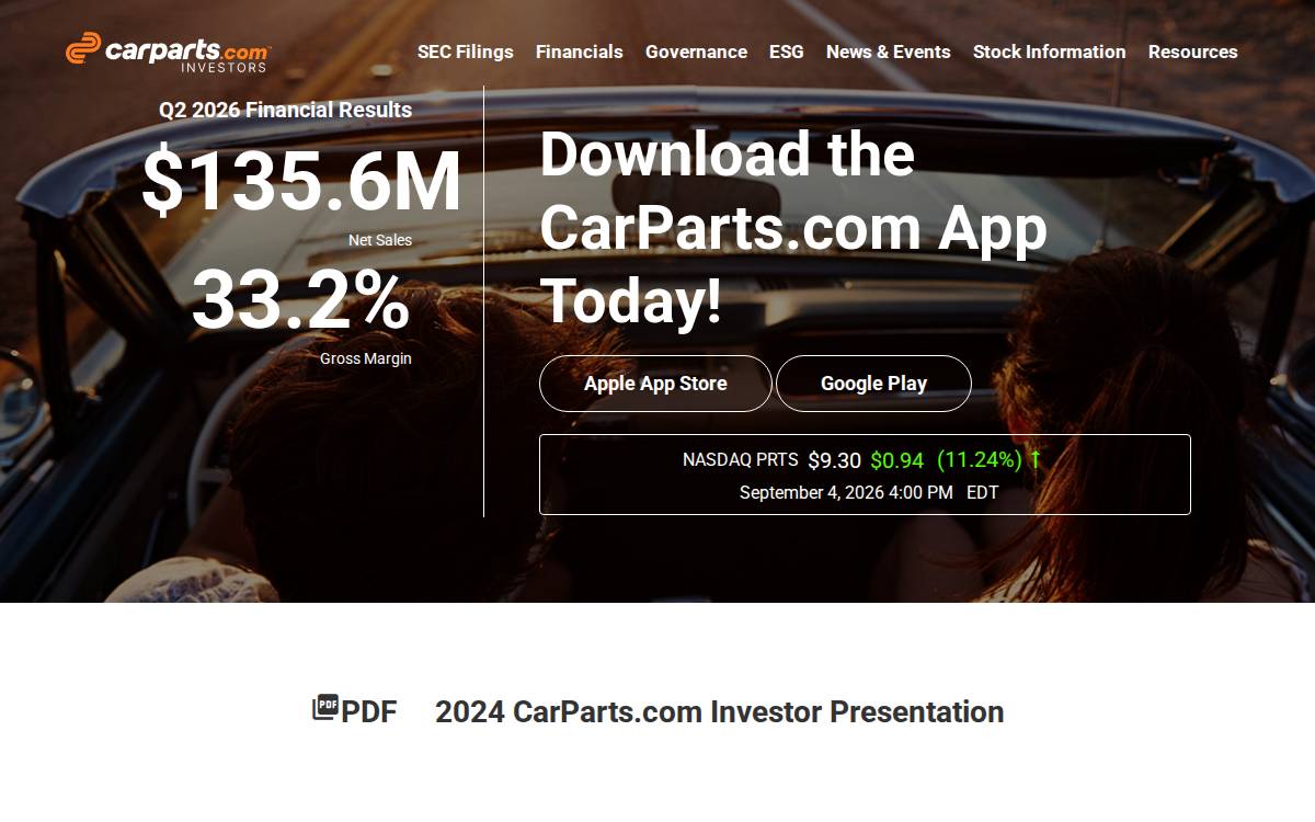 U S Auto Parts Network website preview
