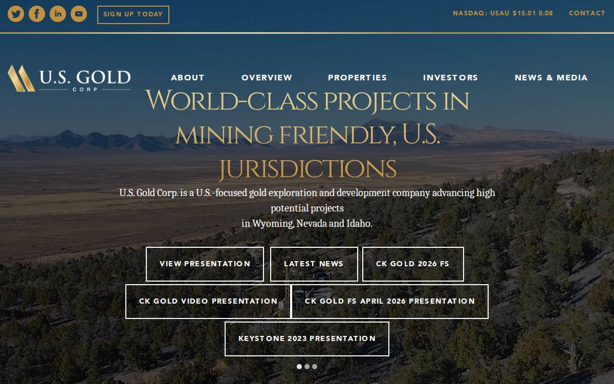 U.S Gold website preview