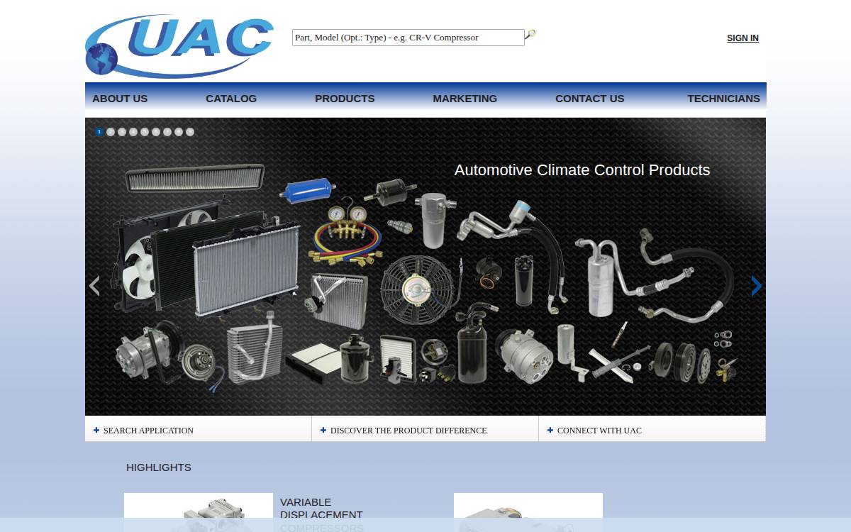 Uacparts website preview