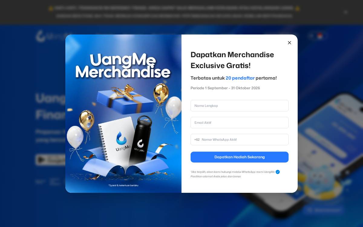Uangme website preview
