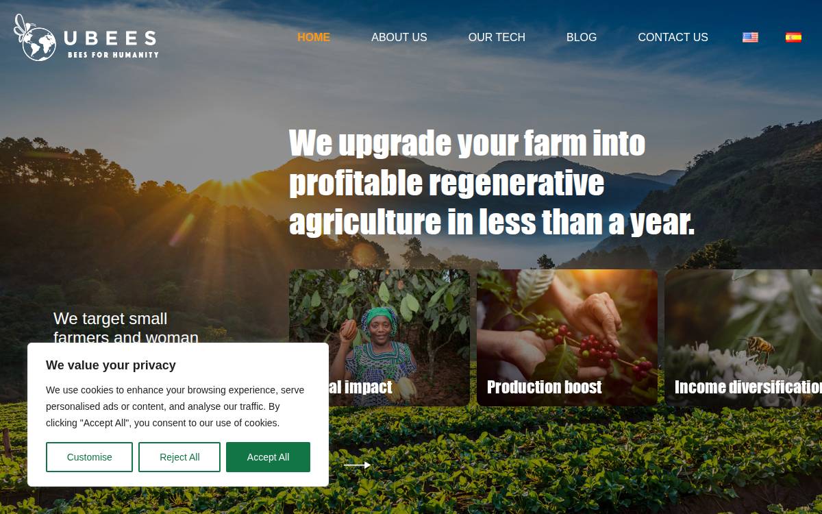 Ubees website preview