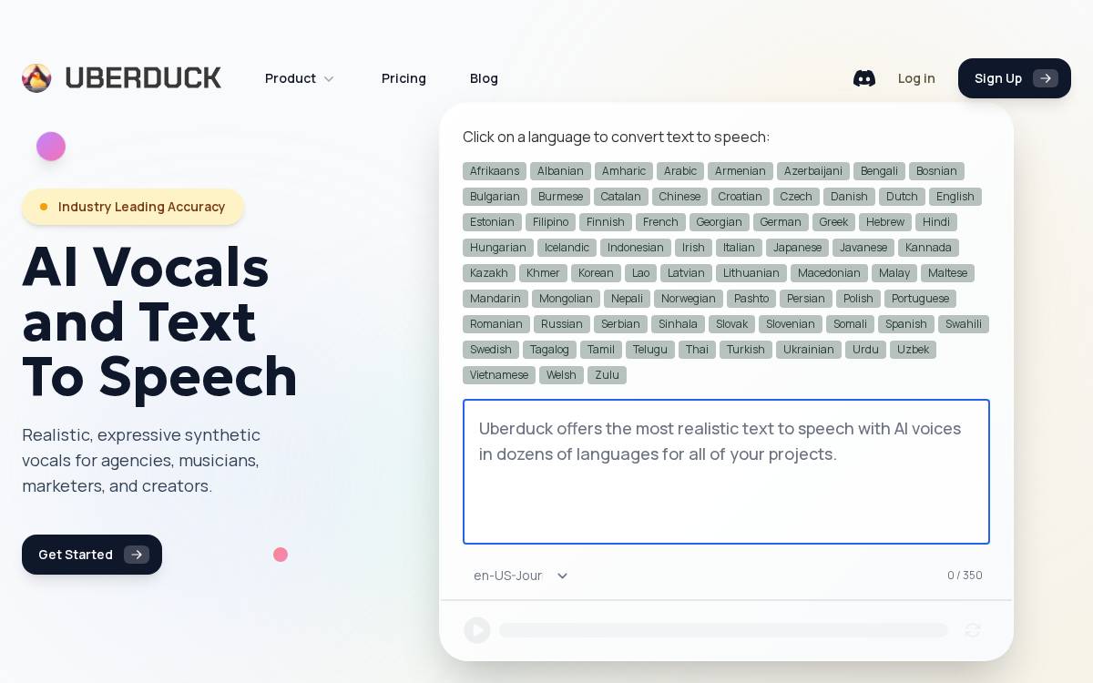 Uberduck website preview