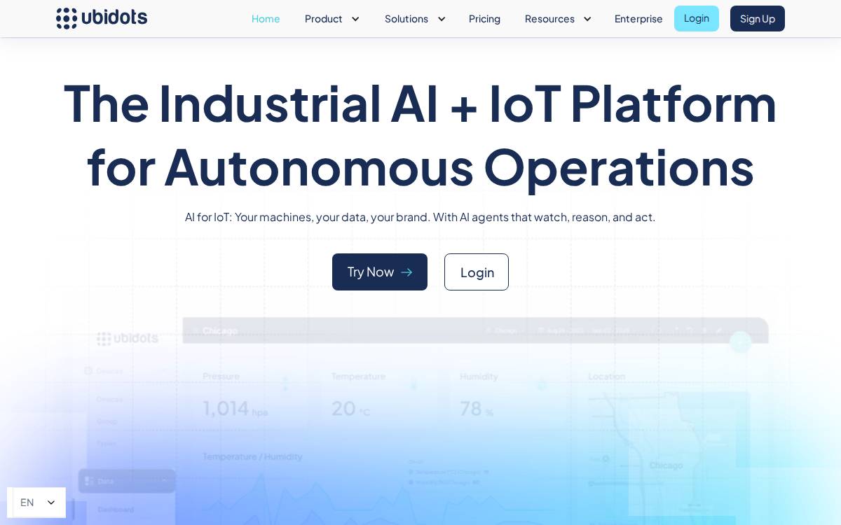 Ubidots website preview