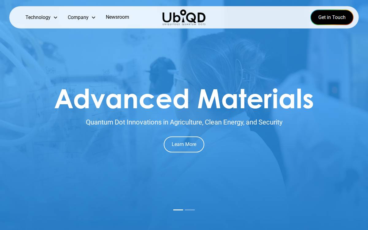 UbiQD website preview