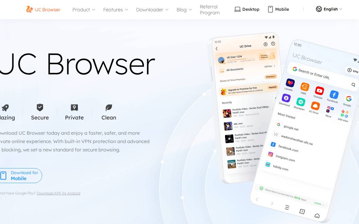 UC Browser website preview