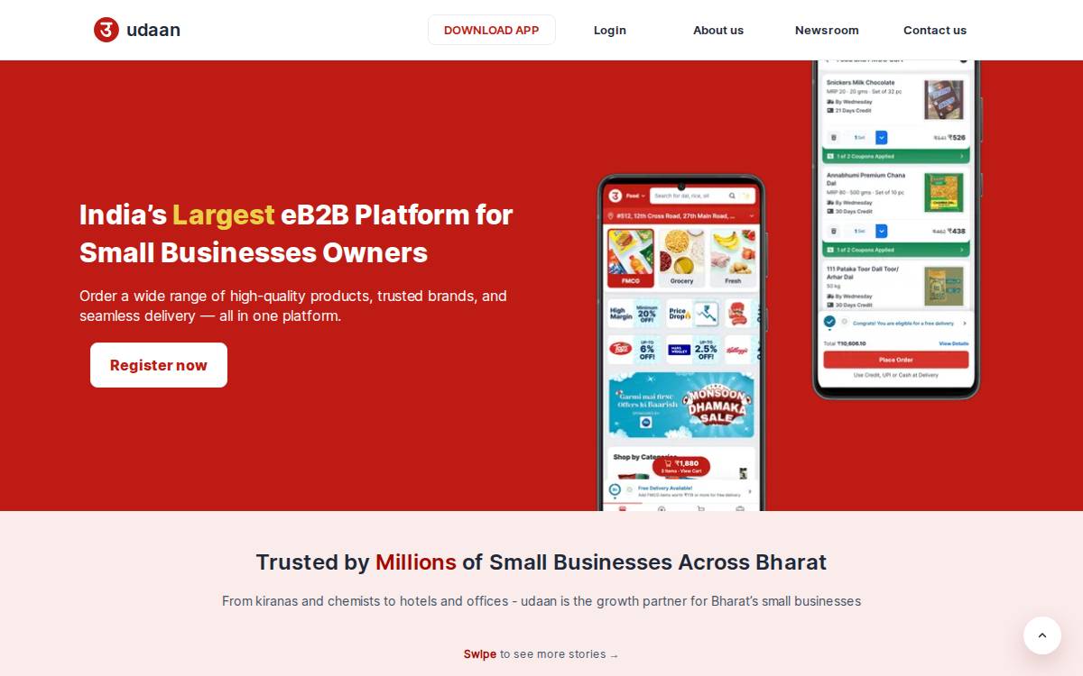 Udaan website preview