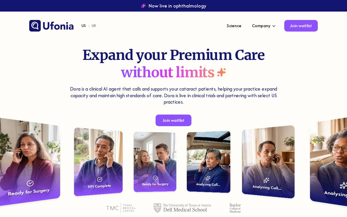 Ufonia website preview