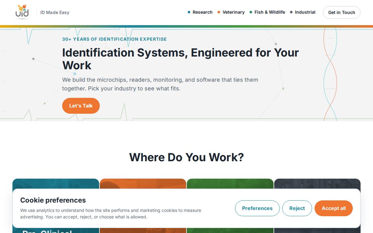 UID Identification Solutions website preview