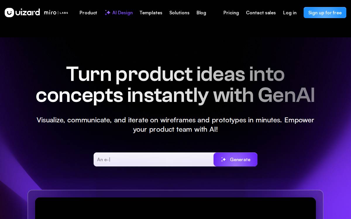 Uizard website preview