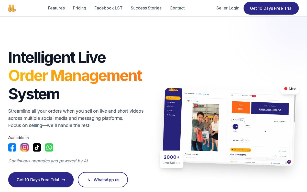 ULive website preview